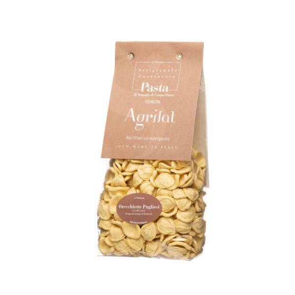 Pasta artigianale Orecchiette Pugliesi . Pasta di semola di grano duro prodotta dal pastificio Paisanella di Pontecagnano (SA).